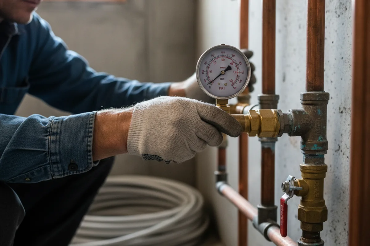 Pressure testing a repaired line during Water Line Repair in Mountain Center